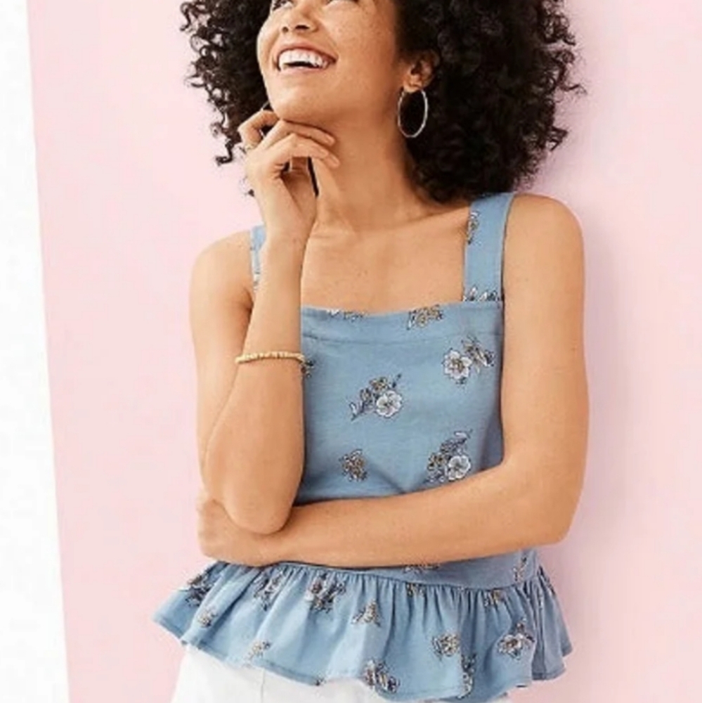 LOFT Outlet Blue Floral Top